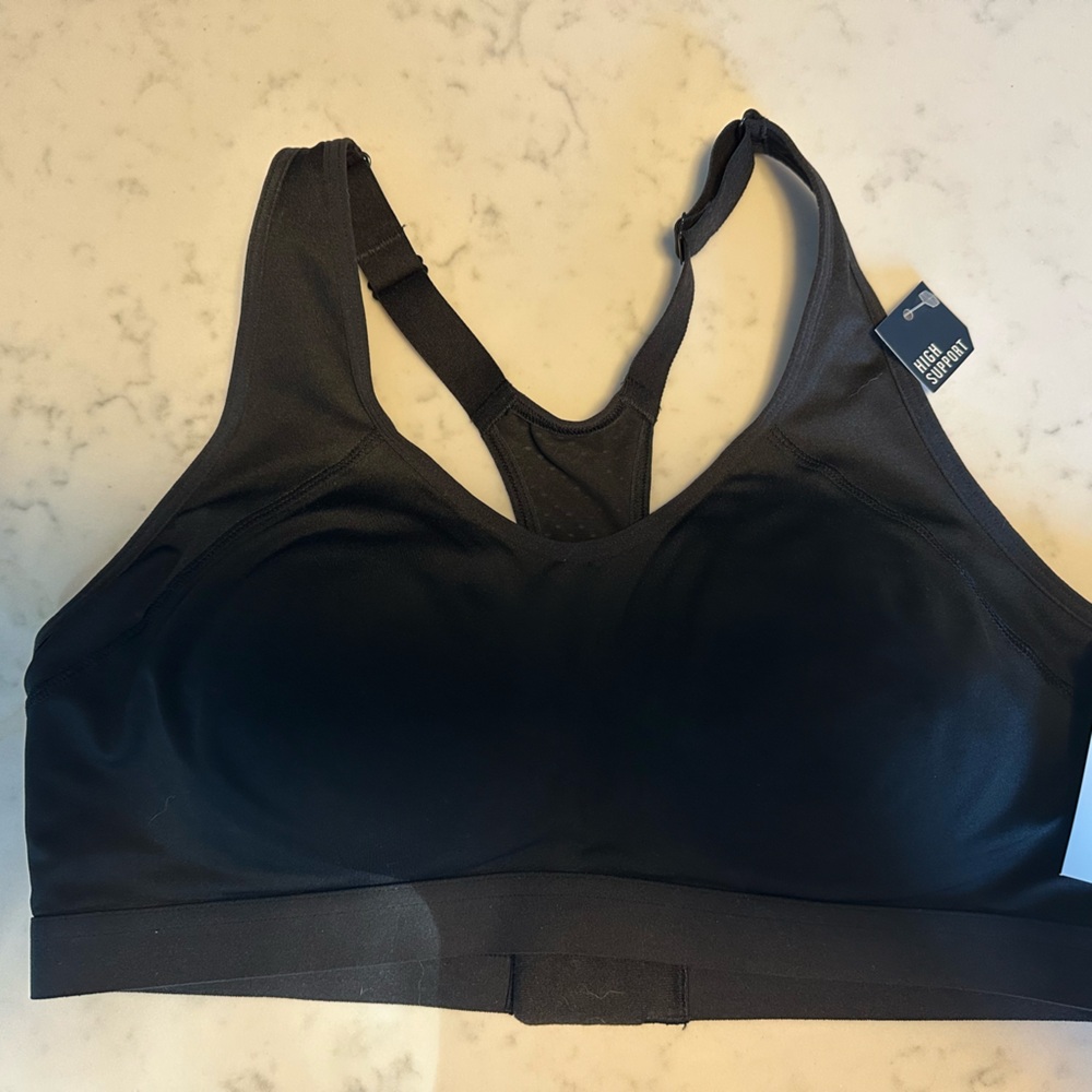 DSG brand high support racer back sports bra black new with tags